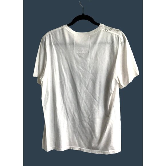 MAYAN VILLAGE -MENS WHITE ORGANIC COTTON V-NECK SHORT SLEEVE T-SHIRT SIZE LARGE - Picture 2 of 6